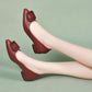 Women's Chunky Heel Leather Shoes