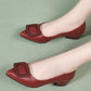 Women's Chunky Heel Leather Shoes