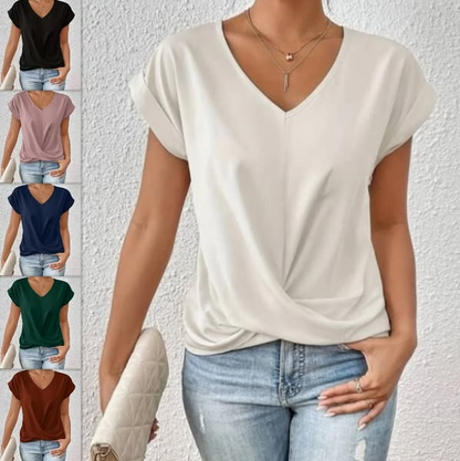 🌸Spring Specials💐Casual Short Sleeve Elegant V-neck Twist Tee