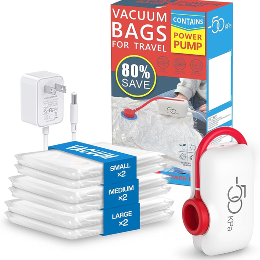 ⏳Limited Time-FREE Electric Pump|🔥6-Pack USB Electric Vacuum Compression Bags – Save Space, Travel Light!