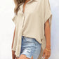🔥Hot Sale 50% OFF🔥Women's Casual Button Short Sleeve Slit Hem Shirt Solid Color Tops