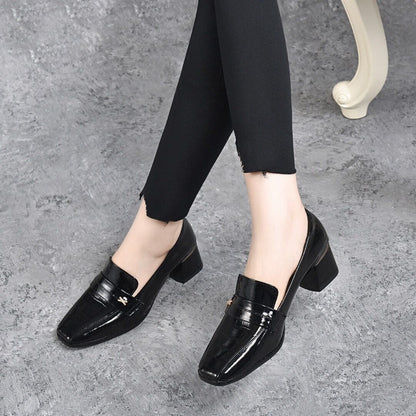 👠Women's Slip On Chunky Mid Heel Loafers