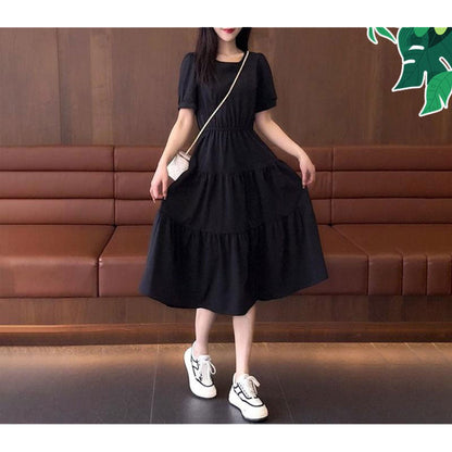 👗Summer Solid Color Short Sleeve Dress