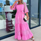 ⏳Time-limited Special⏰Women’s Trendy Patchwork Tie Waist Square Neck Long Dress