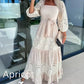 ⏳Time-limited Special⏰Women’s Trendy Patchwork Tie Waist Square Neck Long Dress
