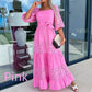 ⏳Time-limited Special⏰Women’s Trendy Patchwork Tie Waist Square Neck Long Dress