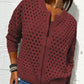 🎁 Hot Sale 49% OFF 🔥Women's Casual Zipper Knit Jacket with Hollow Design