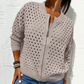 🎁 Hot Sale 49% OFF 🔥Women's Casual Zipper Knit Jacket with Hollow Design