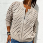 🎁 Hot Sale 49% OFF 🔥Women's Casual Zipper Knit Jacket with Hollow Design
