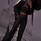 ⏳Time-limited Special⏰Women's Sequin Blazer & Wide-Leg Pants (3-Piece Set)