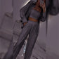 ⏳Time-limited Special⏰Women's Sequin Blazer & Wide-Leg Pants (3-Piece Set)