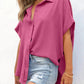 🔥Hot Sale 50% OFF🔥Women's Casual Button Short Sleeve Slit Hem Shirt Solid Color Tops