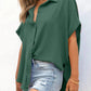 🔥Hot Sale 50% OFF🔥Women's Casual Button Short Sleeve Slit Hem Shirt Solid Color Tops