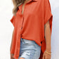 🔥Hot Sale 50% OFF🔥Women's Casual Button Short Sleeve Slit Hem Shirt Solid Color Tops