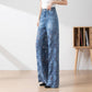 ⏳Time-limited Special⏰Women's High-Waisted Blue Denim Wide-Leg Pants (Hollow-out Lace Panels)