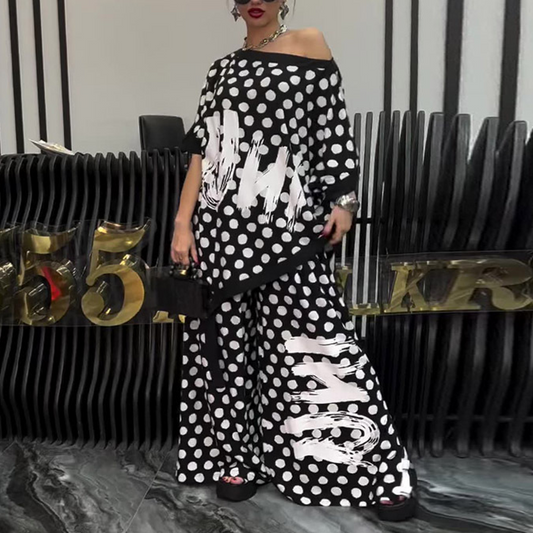 ⏳Time-limited Special⏰Women’s Fashion Oversize Top & Wide-Leg Pants 2 PCS Set