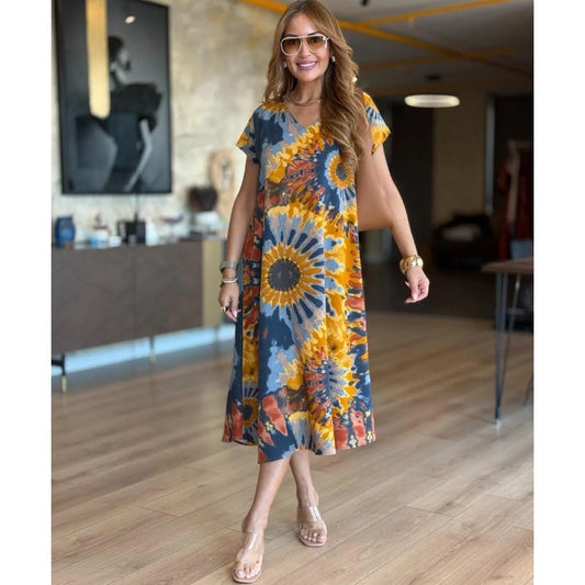 ⏳Time-limited Special⏰Women's Casual V-Neck Printed Maxi Dress