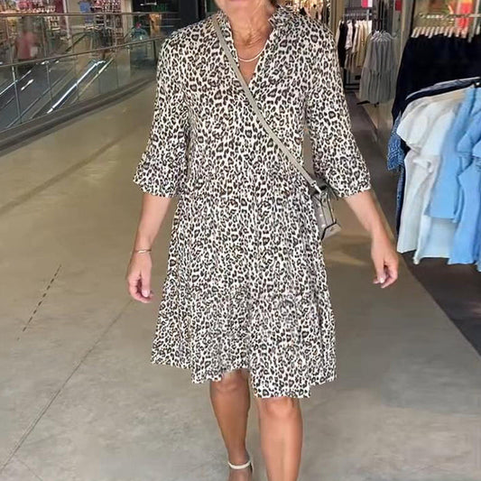 ⏳Time-limited Special⏰Women's Trendy Leopard Print V-Neck Loose Fit Dress