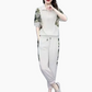 Women's Floral Patchwork Sports Short Sleeve Top& Casual Pants Set