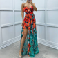 ⏳Time-limited Special⏰Women's Fashion Printed Mesh Sheath Split Dresses