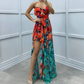 ⏳Time-limited Special⏰Women's Fashion Printed Mesh Sheath Split Dresses