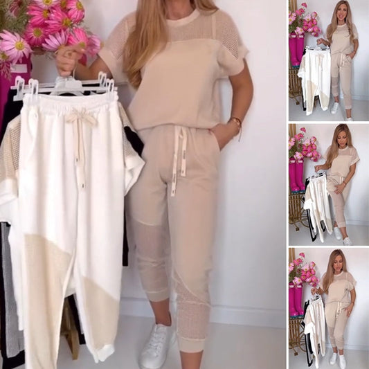 ⏳Time-limited Special⏰Women's 2-Piece Outfits Casual T-Shirt & Crop Joggers
