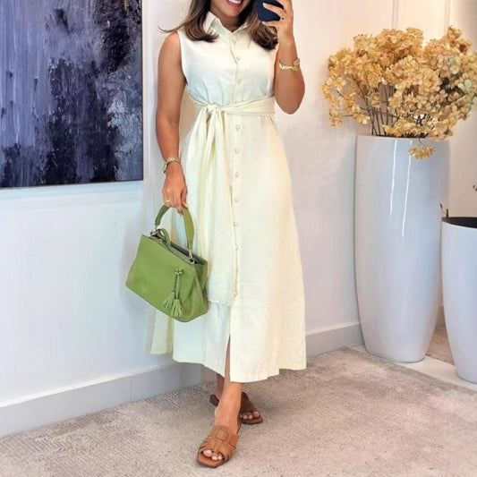 ⏳Time-limited Special⏰Elegant Sleeveless Shirt Dress – Timeless & Versatile👗