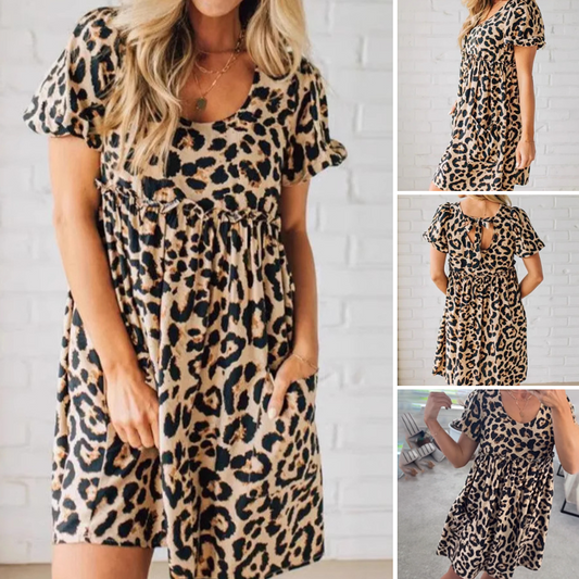 ⏳Time-limited Special⏰Women's Casual Leopard Print Mini Dress👗Leopard Mini Dress – Flirty, Fun & Fashion-Forward